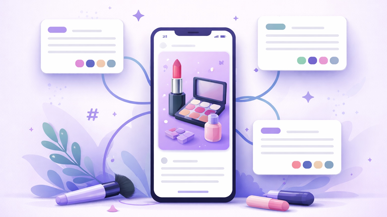 Beauty Instagram captions — a makeup post with several caption options and tone chips