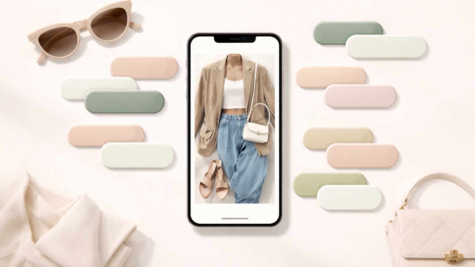 Fashion Instagram hashtags β an outfit post surrounded by grouped, relevant hashtag sets