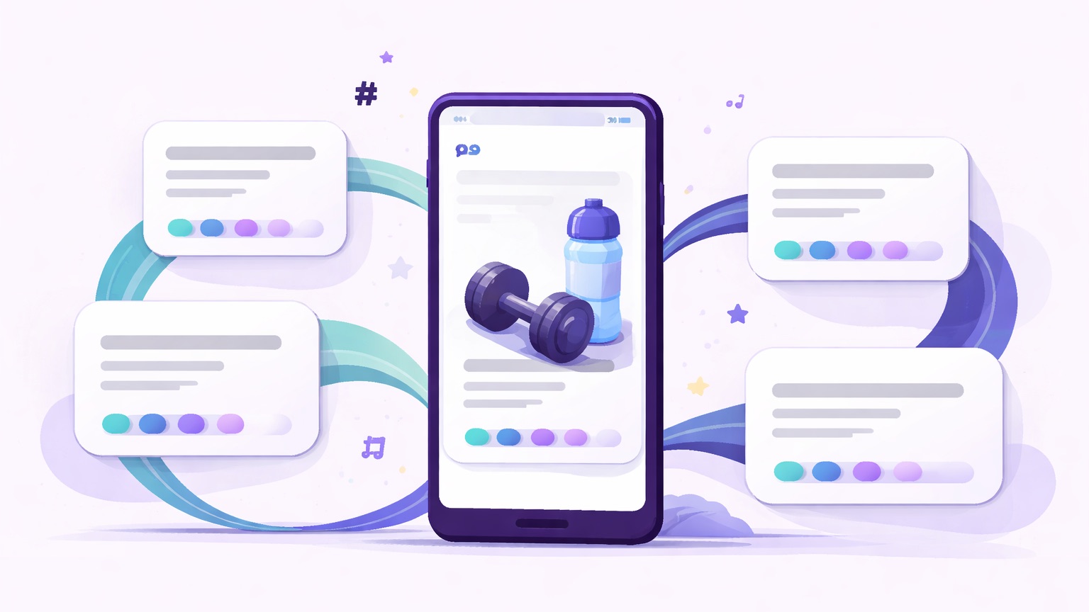 Fitness Instagram captions — a workout post with several caption options and tone chips