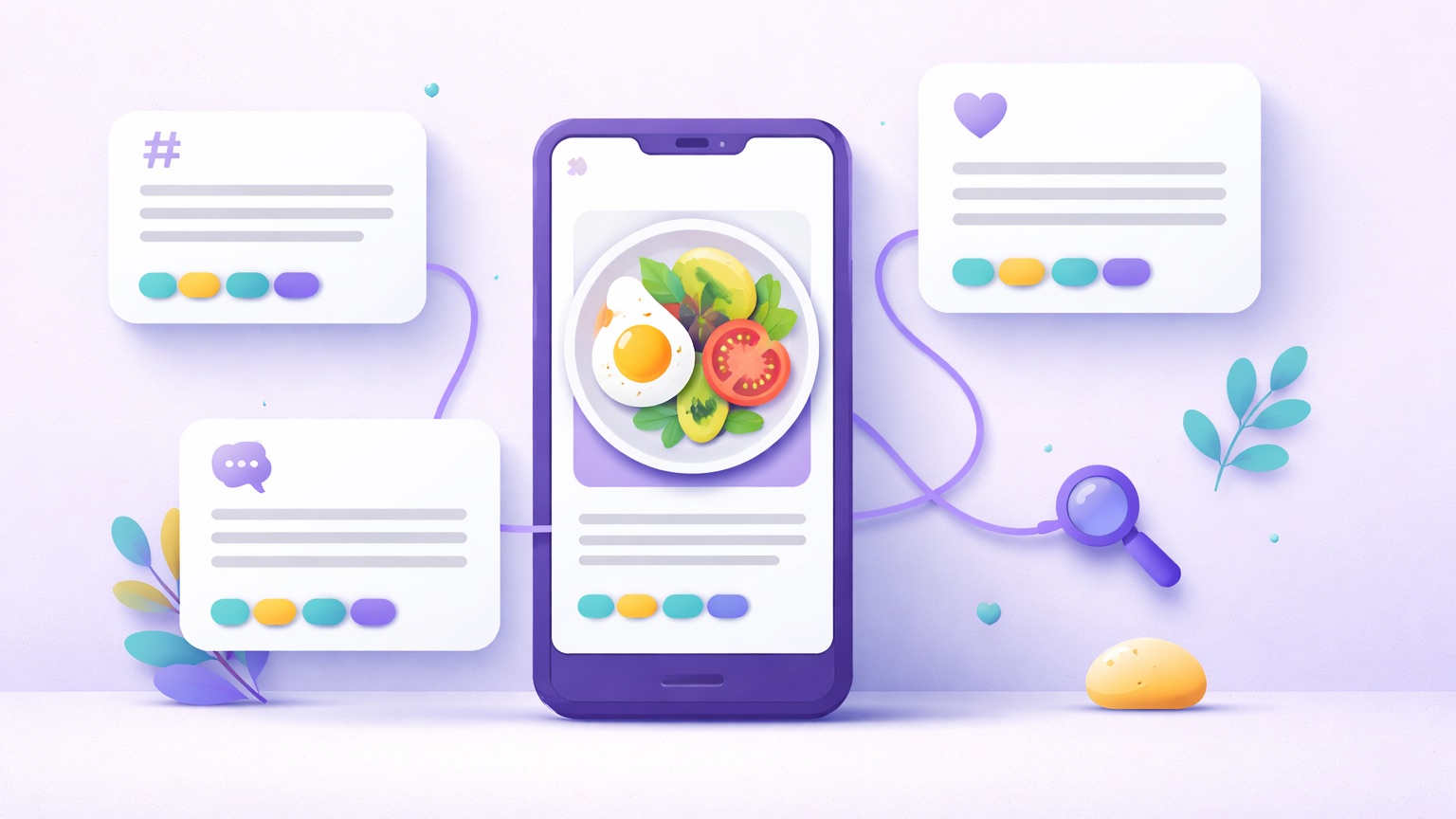 Food Instagram captions β a food post with several AI caption options and tone chips