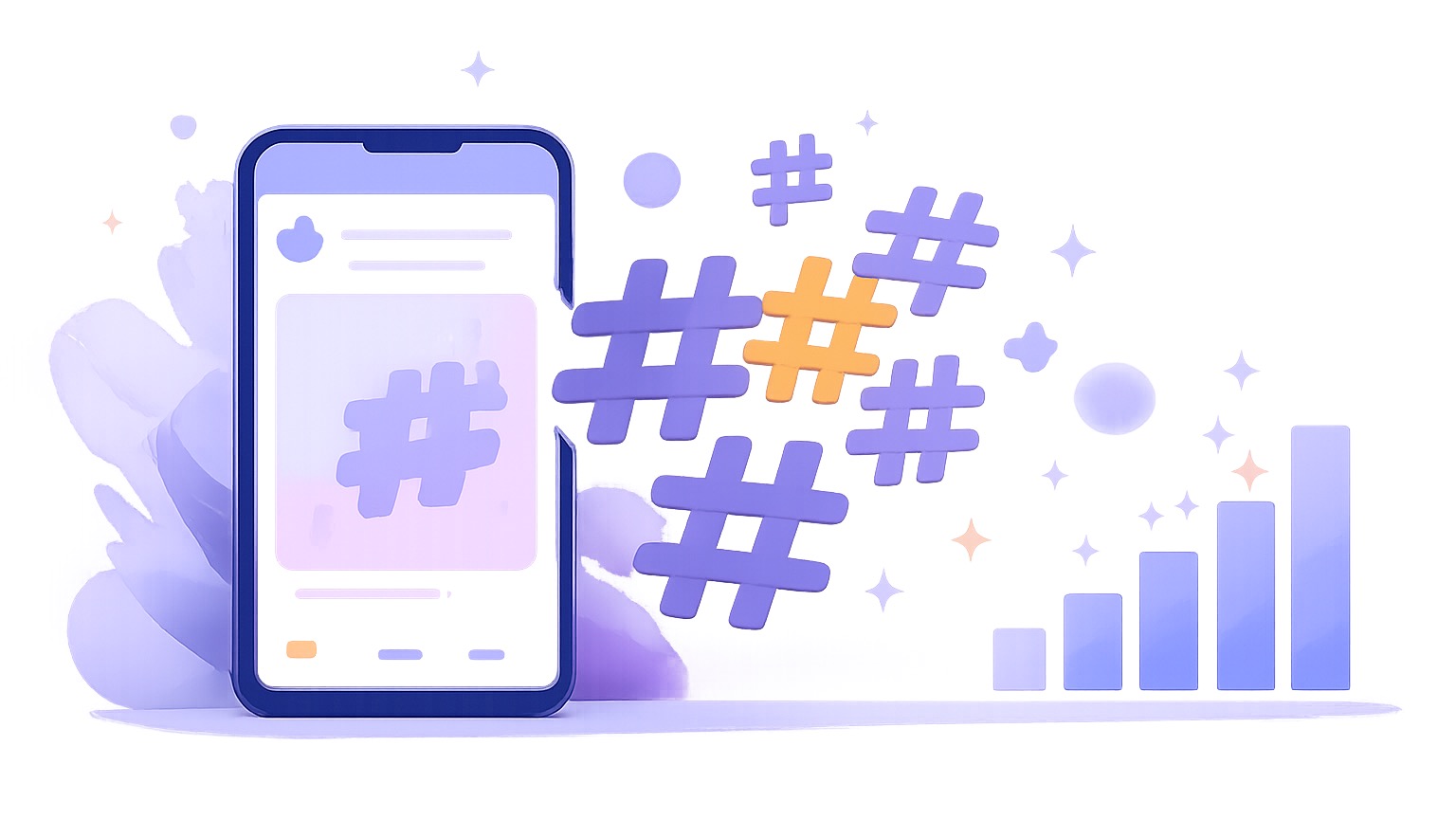 How many hashtags on Instagram — a post with a cluster of hashtag symbols and a reach chart