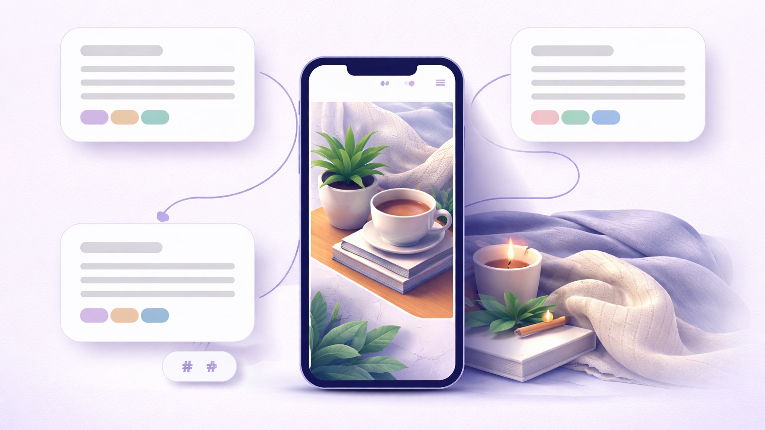 Lifestyle Instagram captions — a cosy lifestyle post with several caption options and tone chips