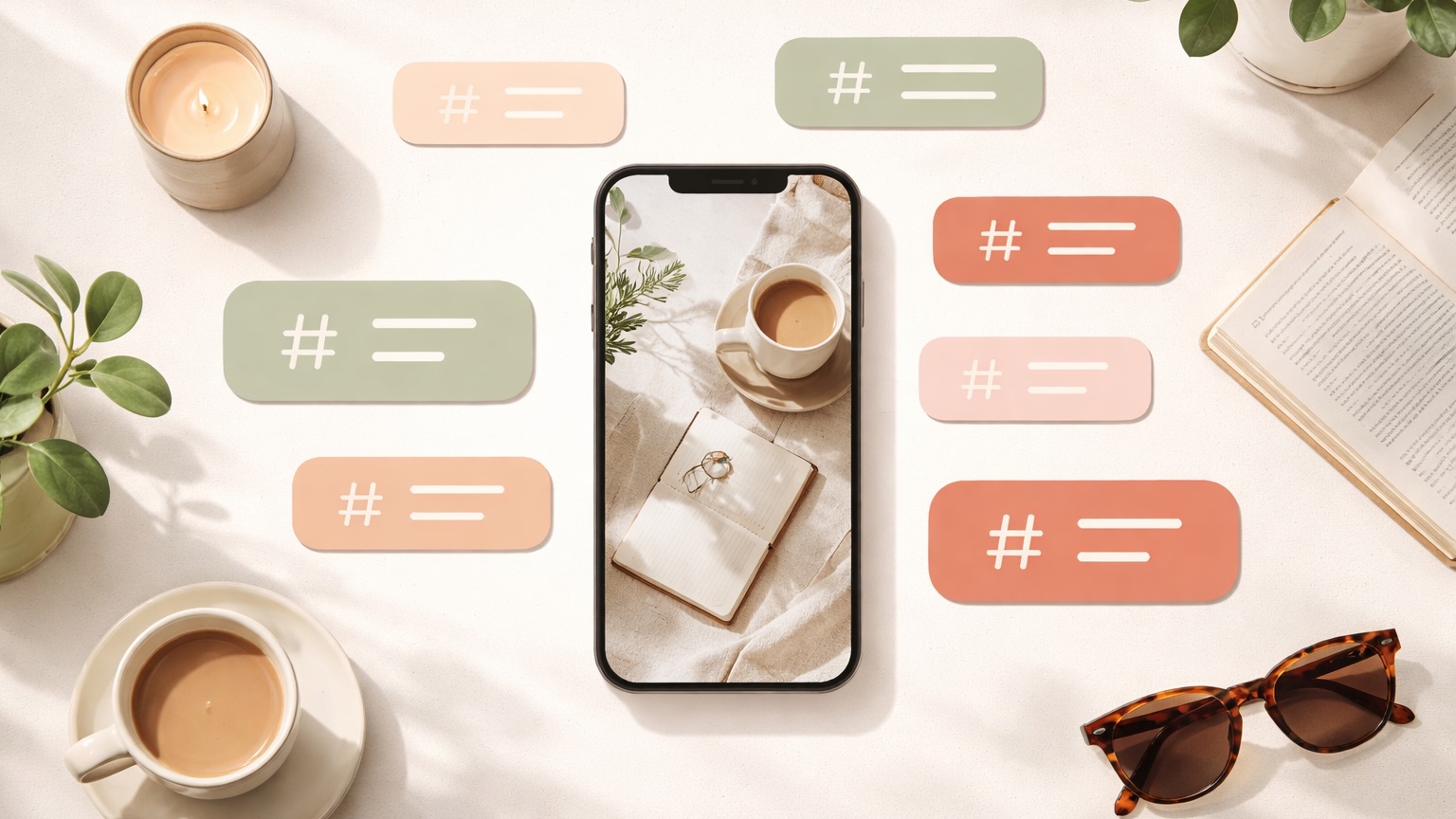 Lifestyle Instagram hashtags β a cozy lifestyle post surrounded by grouped hashtag sets