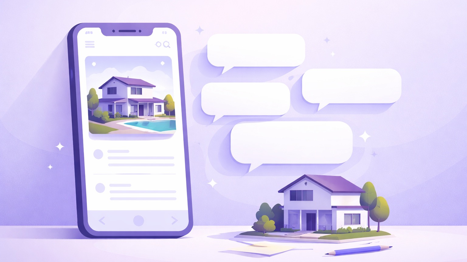 Real estate Instagram captions — a property post with several caption options and a house